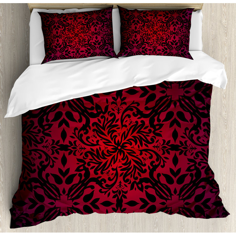 Ambesonne Red/Black Microfiber Eclectic Duvet Cover Set Wayfair